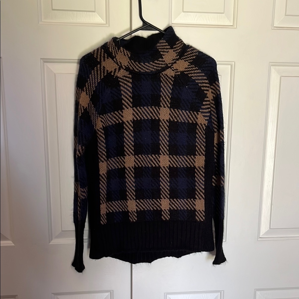 Plaid Turtleneck Sweater